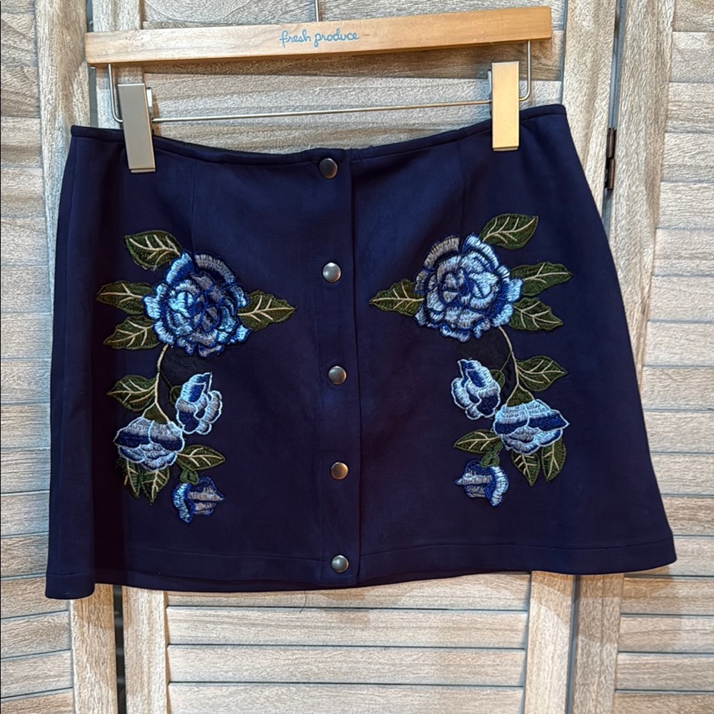Jack by BB Dakota Blue A-Line Embellished Mini Skirt